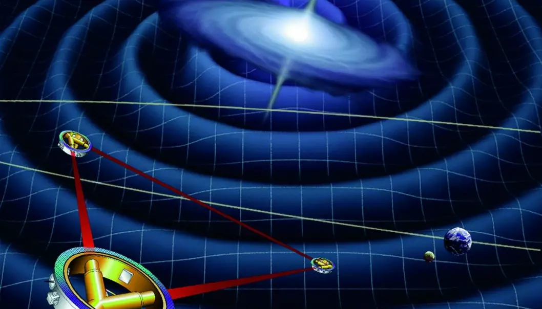 LISA will be the first space-based mission that attempts to detect gravitational waves – ripples in space, caused by exotic objects such as black holes (Illustration: ESA)