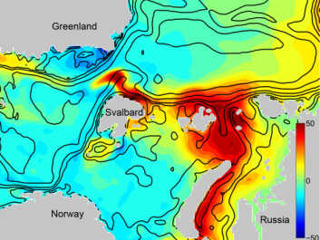 Future production in the Arctic Ocean and Barents Sea: models can predict the growth of phytoplankton in the Arctic of the future. This model shows an estimate of how the annual production will be at the end of this century (2080 - 2099) compared to the annual primary production for the period 2001-2020. The yellow and red areas indicate where the production will increase, and the green and blue areas show where production will decrease. The unit of measurement is degrees C/m2/year. (Illustration reworked from Ellingsen et al.) Future production in the Arctic Ocean and Barents Sea: models can predict the growth of phytoplankton in the Arctic of the future. This model shows an estimate of how the annual production will be at the end of this century (2080 - 2099) compared to the annual primary production for the period 2001-2020. The yellow and red areas indicate where the production will increase, and the green and blue areas show where production will decrease. The unit of measurement is degrees C/m2/year. (Illustration reworked from Ellingsen et al.)