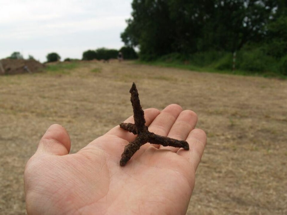 Caltrops are very unpleasant to step on, and that makes them a useful tool in wars – and apparently they were used as early as in the Viking Age. (Photo: University of Aarhus)