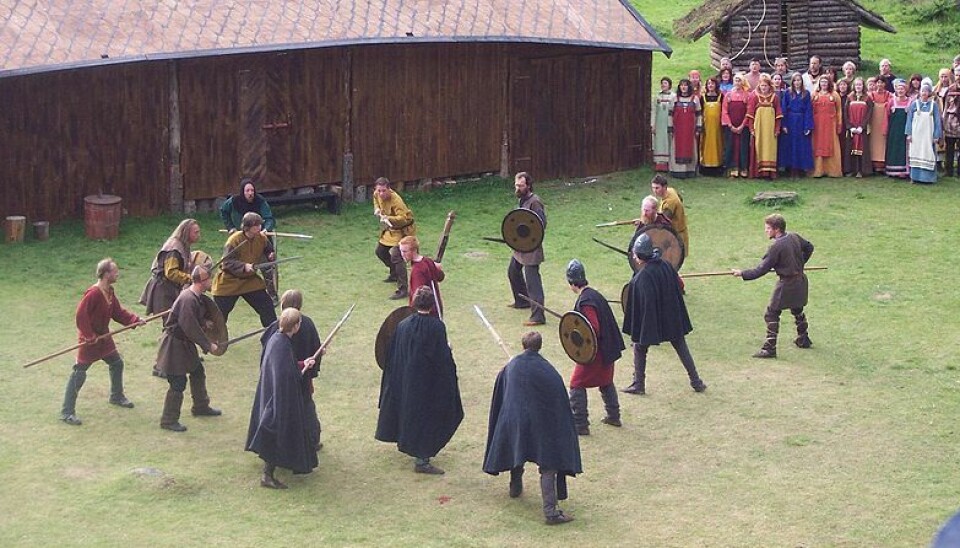 When Viking men played their games, the women watched - except in drinking games. This is a scene from at saga play in Steigen, Norway. (Photo: Mari Pedersen)
