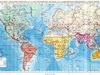 Alfred Russel Wallace’s original map of animal regions from ”The Geographic Distributions of Animals” (1876) (Illustration: Center for Macroecology, Evolution and Climate) Alfred Russel Wallace’s original map of animal regions from ”The Geographic Distributions of Animals” (1876) (Illustration: Center for Macroecology, Evolution and Climate)