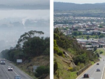 This is how bad it can get in a valley in Tasmania, when (left) there’s a high degree of wood stove pollution and (right) there’s none. If this kind of dense and constant smoke is removed, it reduces mortality rates, say the researchers behind the new study. (Photo: British Medical Journal) This is how bad it can get in a valley in Tasmania, when (left) there’s a high degree of wood stove pollution and (right) there’s none. If this kind of dense and constant smoke is removed, it reduces mortality rates, say the researchers behind the new study. (Photo: British Medical Journal)