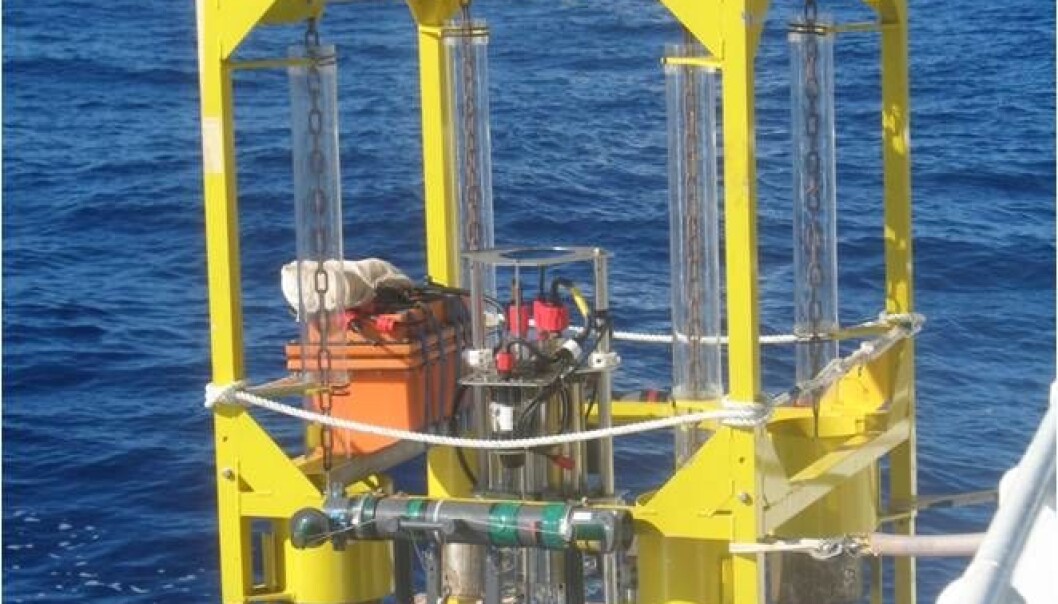 Researchers have found an extraordinarily active bacterial community at the bottom of the Mariana Trench. The discovery was made with this instrument, which measures the amount of oxygen in the sediment at the bottom of the trench. (Photo: Anni Glud) Researchers have found an extraordinarily active bacterial community at the bottom of the Mariana Trench. The discovery was made with this instrument, which measures the amount of oxygen in the sediment at the bottom of the trench. (Photo: Anni Glud)