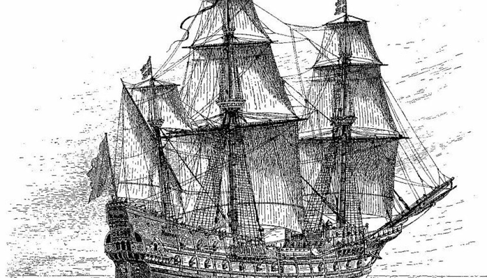 A drawing of the Swedish warship Mars, also known as the Makalös (Peerless), which was constructed between 1563 and 1564 (Illustration taken from Wikipedia)