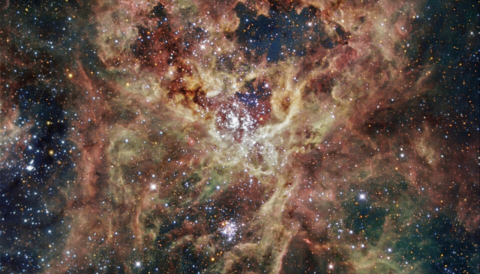 The 30 Doradus, also known as the Tarantula Nebula is located in the Large Magellanic Cloud and got its name because its luminous areas are somewhat reminiscent of the legs of a large spider. (Source: ESO/IDA/Danish 1.5 m/R. Gendler, C. C. Thöne, C. Féron, and J.-E. Ovaldsen)