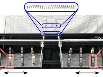 The experimental setup of the metronomes. They only synchronised themselves on one of the two swings. (Photo: Erik Andreas Martens) The experimental setup of the metronomes. They only synchronised themselves on one of the two swings. (Photo: Erik Andreas Martens)