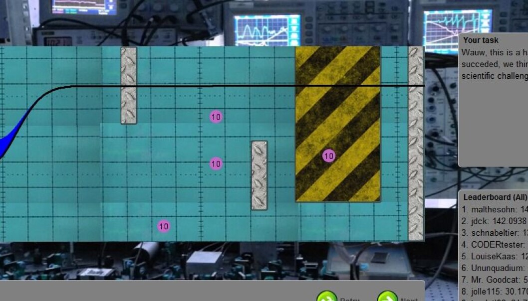 This is what one of the toughest levels in ‘The Quantum Computer Game’ looks like. Researcher Jacob Sherson only managed to complete this level twice. Click the link in the article and see if you can do better than he did. (Photo: Jacob Sherson) This is what one of the toughest levels in ‘The Quantum Computer Game’ looks like. Researcher Jacob Sherson only managed to complete this level twice. Click the link in the article and see if you can do better than he did. (Photo: Jacob Sherson)