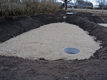 A rainwater pond with crushed demolition concrete. (Photo: Lene Esthave/SDU) A rainwater pond with crushed demolition concrete. (Photo: Lene Esthave/SDU)
