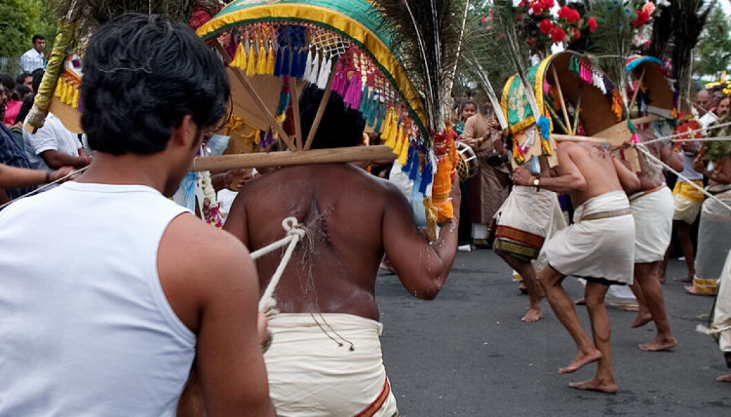 Participants of the Mauritian Kavadi ritual carry heavy bamboo constructions for hours while being pierced with spears and needles. (Photo: Wikipedia/Michael Höfner) Participants of the Mauritian Kavadi ritual carry heavy bamboo constructions for hours while being pierced with spears and needles. (Photo: Wikipedia/Michael Höfner)