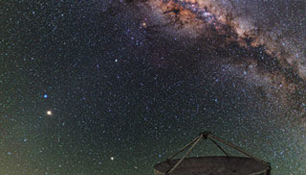 This picture shows ALMA antennas pointing towards the centre of the milky-way. (Photo: ESO, B. Tafreshi) This picture shows ALMA antennas pointing towards the centre of the milky-way. (Photo: ESO, B. Tafreshi)