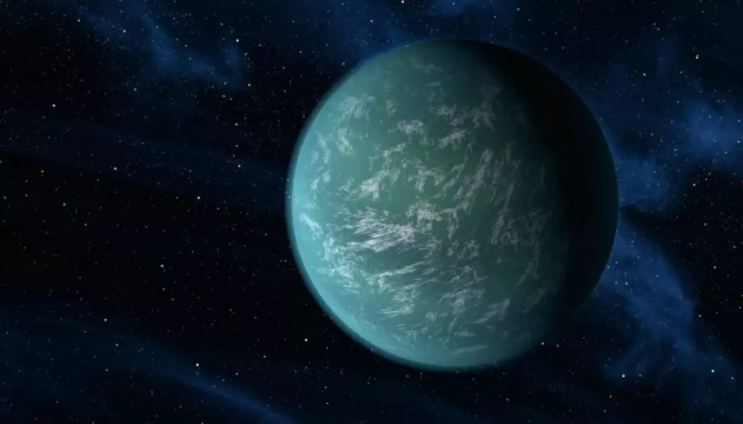 Kepler-22b is the first planet outside of our solar system whose orbit has been confirmed to be located within the habitable zone of a sunlike star – the region around a star where temperatures allow for water to exist. (Illustration: NASA)