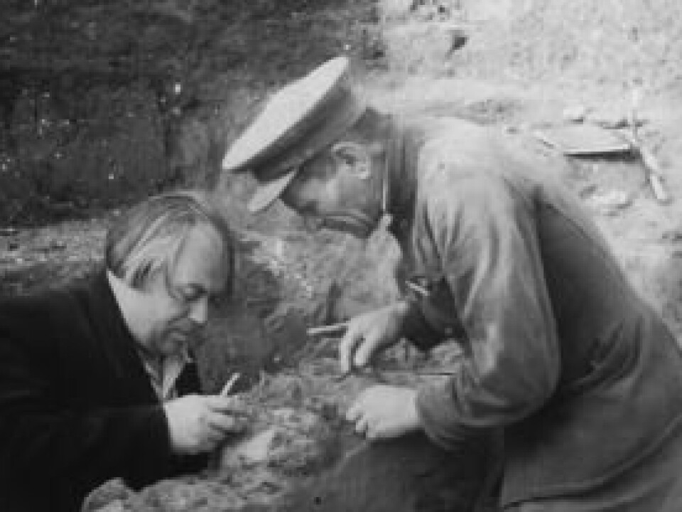 The Kostenki fossils were excavated in 1954. The photo shows the leader of the expedition, A.N. Rogachev (left) and M.M. Gerasimov (right). (Photo: Peter the Great Museum of Anthropology and Ethnography)
