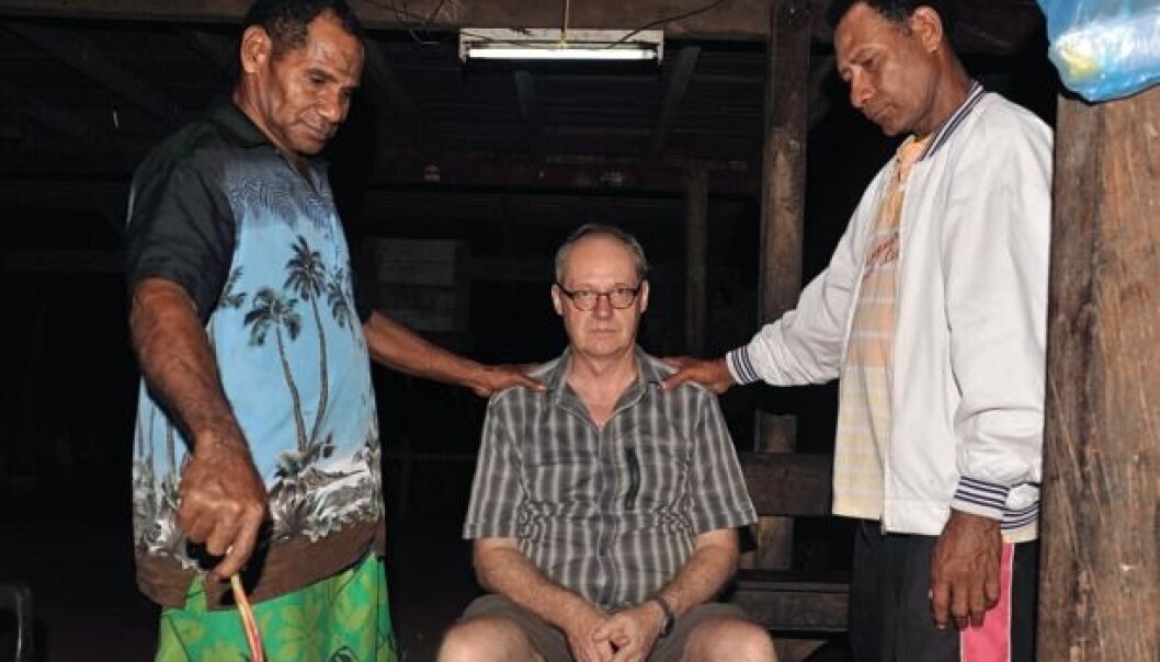 Ton Otto is Professor at the Department of Culture and Society – Section for Anthropology and Ethnography at Aarhus University. He conducts research in the anthropological history of theory, cultural change and tradition. Here he is pictured moments before his encounter with his ancestors' spirits. (Photo: Aarhus University) Ton Otto is Professor at the Department of Culture and Society – Section for Anthropology and Ethnography at Aarhus University. He conducts research in the anthropological history of theory, cultural change and tradition. Here he is pictured moments before his encounter with his ancestors' spirits. (Photo: Aarhus University)