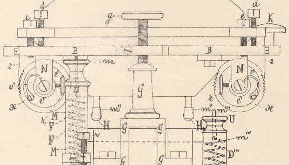 A diagram of what later became known as the typewriter. The ‘Writing Ball’ won honours at the World Exhibition in 1872 but never became a commercial success.