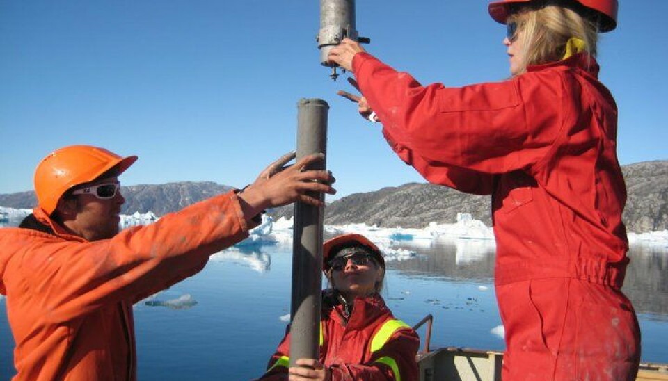 The Danish geologists were the first to take sediment samples from the bottom of Greenland’s Sermilik Fjord, where the Helheim Glacier terminates. Using the samples, the researchers have mapped the glacier’s development over the past 120 years (Photo: Robert Fausto)