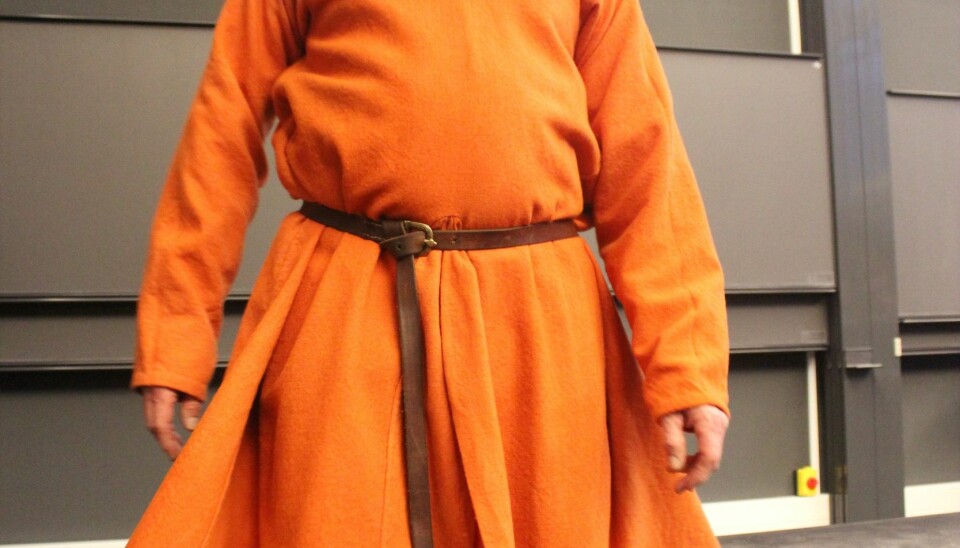 The catwalks most vibrant piece was this orange tunic, complete with a matching orange hat. According to Ulla Mannering Viking clothes came in a wide range of colours.