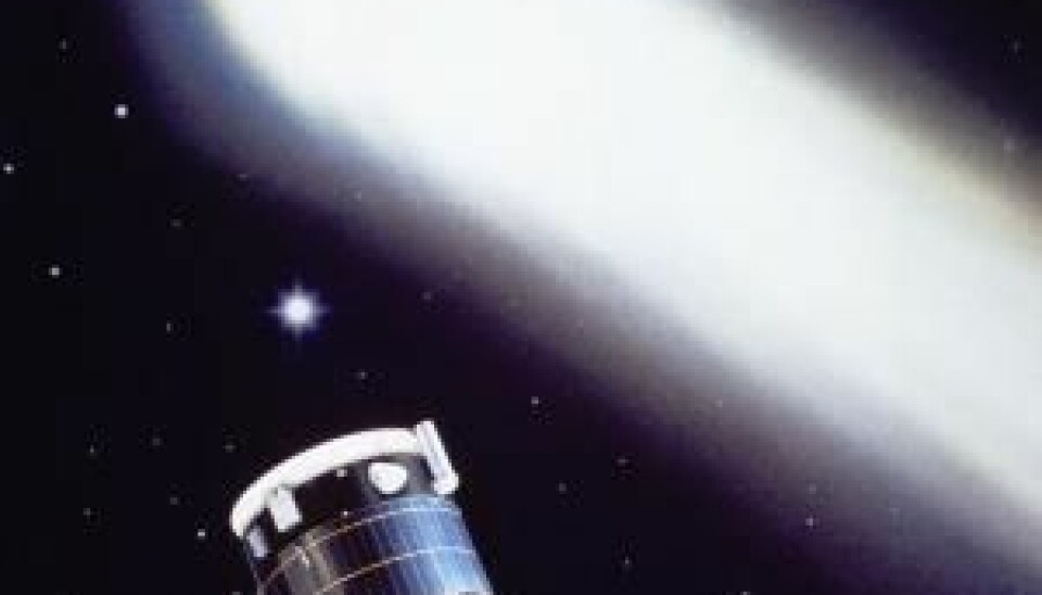 The spacecraft Giotto was very close to being destroyed by collisions with small particles of dust from Halley’s comet. (Illustration: ESA)