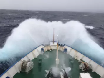Life on board the DTU research vessel ‘Dana’ can be stormy during the winter months (Photo: Sigrún Jónasdóttir)