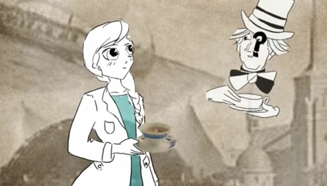 Iben Miller from Roskilde Hospital, Denmark, uses the curiosity of Alice from Lewis Carroll’s famous children’s story ‘Alice in Wonderland’ to tell the story behind her research (Photo: Screenshot from the video, available on Vimeo)