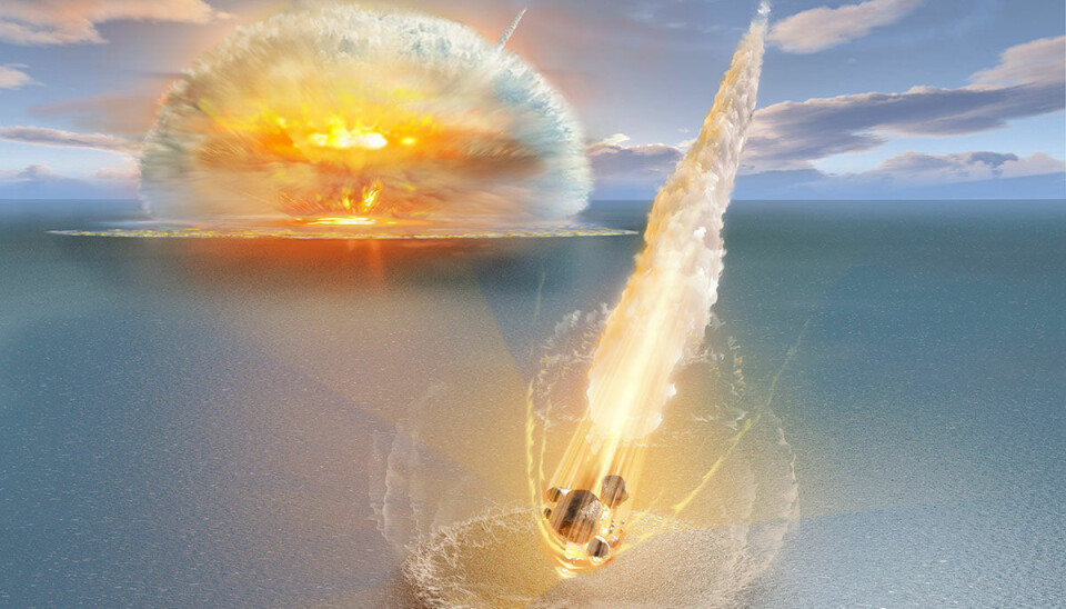 An artist impression of what the asteroid impacts would have looked like. (Illustration by Don Dixon, copyright Erik Sturkell)
