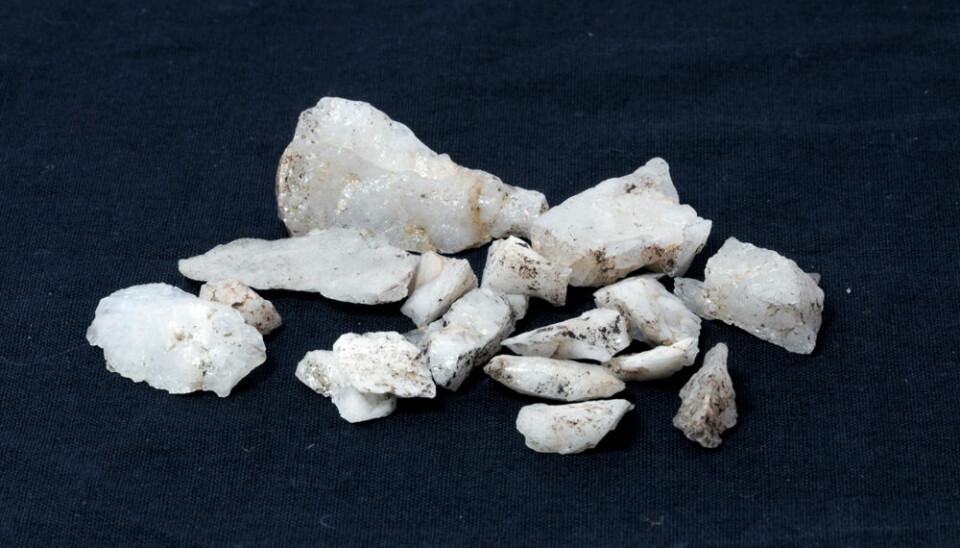 Archaeologists are currently examining a layer of material found beneath one of the caves. So far, they have discovered fragments of quartz that they believe were used to make tools. (Photo: Kenneth Alexandersson)
