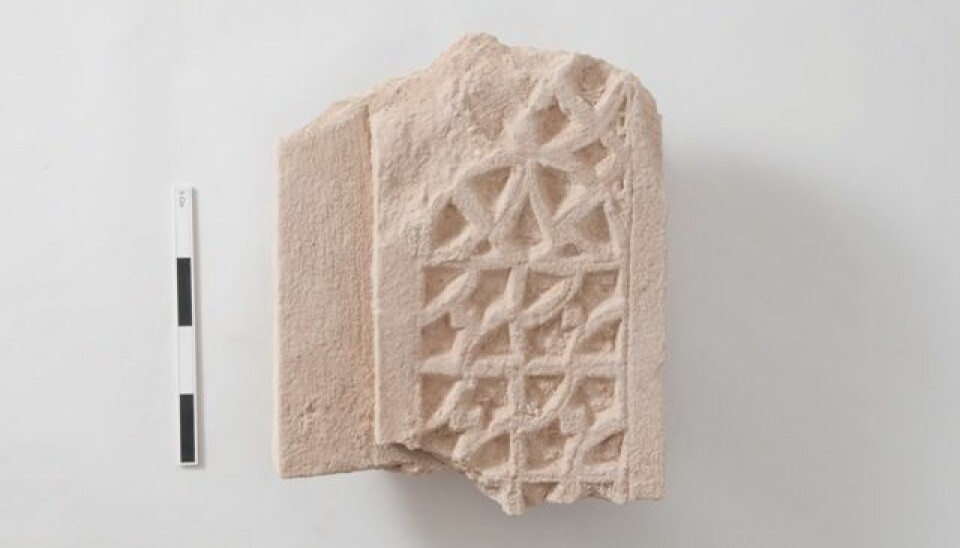 Researchers have found beautiful ornaments in the houses in Al Zubarah, like this section of doorframe found in the palace. (Photo: QIAH / University of Copenhagen)