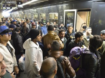 Refugees and immigrants waiting for a train to Copenhagen at the Flensburg, Germany train station on 12 November. But their goal is Sweden, not Denmark. (Photo: Carsten Rehder / DPA / NTB) Refugees and immigrants waiting for a train to Copenhagen at the Flensburg, Germany train station on 12 November. But their goal is Sweden, not Denmark. (Photo: Carsten Rehder / DPA / NTB)
