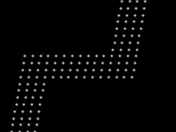 Dots like these flash briefly on the screen before turning off and new ones pop up. The user indicates which numbers are seen and the results are recorded and sent to an eye clinic. (Photo: Christina Winther, Sahlgrenska Academy) Dots like these flash briefly on the screen before turning off and new ones pop up. The user indicates which numbers are seen and the results are recorded and sent to an eye clinic. (Photo: Christina Winther, Sahlgrenska Academy)