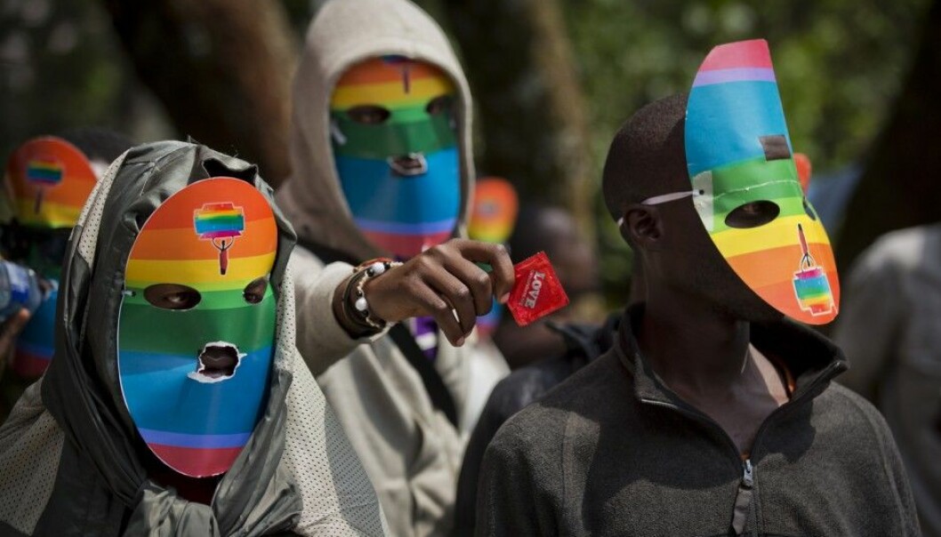 Ugandan and Kenyan gays protesting a law that would sentence homosexuals to life imprisonment. (Photo: Ben Curtis/NTB Scanpix)