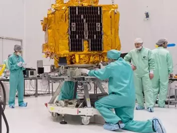 The satellite is tested one last time before it is loaded onto the Soyuz rocket for launch at the European spaceport in French Guiana. (Photo: Arianespace)