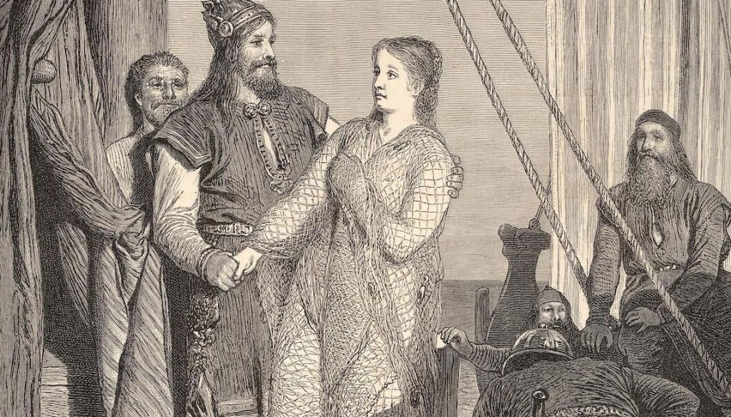 Early Viking Sagas, which include stories about Ragnar Lodbrog and his family, have been translated into modern Danish for the first time (Illustration: <a href=https://commons.wikimedia.org/wiki/File:Rayner_Lothbroc_%26_Kraka_by_August_Malmström_c_1880.jpg target="_blank">Wikipedia / From the book Sagan om Ragnar Lodbrok och hans söner, P. A. Gödecke, 1880</a>) Early Viking Sagas, which include stories about Ragnar Lodbrog and his family, have been translated into modern Danish for the first time (Illustration: <a href=https://commons.wikimedia.org/wiki/File:Rayner_Lothbroc_%26_Kraka_by_August_Malmström_c_1880.jpg target="_blank">Wikipedia / From the book Sagan om Ragnar Lodbrok och hans söner, P. A. Gödecke, 1880</a>)