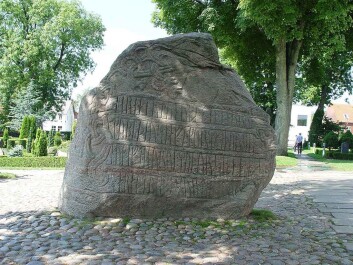 One of the Jelling runestones in Denmark. These are not as old at the Rök runestone, and one immediate difference is the decorative flourishes which the Swedish stone lacks. (Photo: Jürgen Howaldt/CC BY-SA 2.0) One of the Jelling runestones in Denmark. These are not as old at the Rök runestone, and one immediate difference is the decorative flourishes which the Swedish stone lacks. (Photo: Jürgen Howaldt/CC BY-SA 2.0)