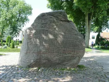 One of the Jelling runestones in Denmark. These are not as old at the Rök runestone, and one immediate difference is the decorative flourishes which the Swedish stone lacks. (Photo: Jürgen Howaldt/CC BY-SA 2.0) 