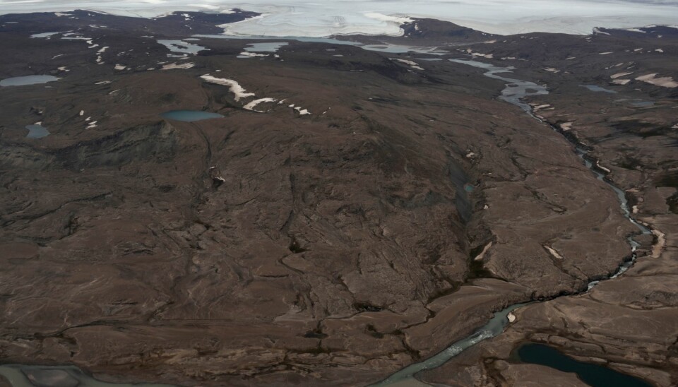Rivers drain the Greenland ice sheet between Danmarkshavn and Centrum Sø, the last stop before reaching basecamp. (Photo: Robbie Stone).