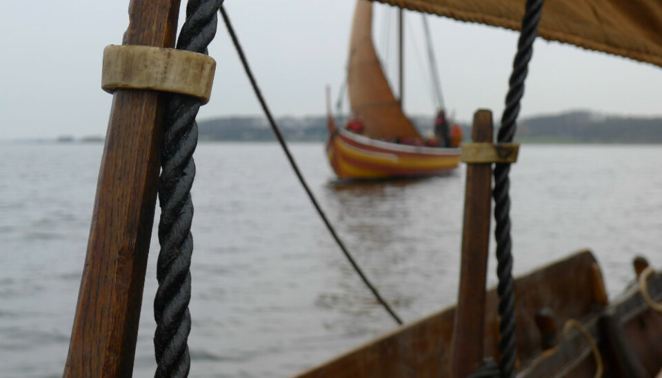 The ship is constructed using the same or similar materials that the Vikings might have used. For example, the cleats that fasten the tarred ropes are made of horn. (Photo: Silas Addington)