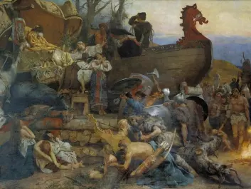 The Polish painter Henryk Siemiradzki painted the burial ritual of eastward voyaging Vikings according to the description by Ibn Fadlān. (Photo: Wikimedia Creative Commons)