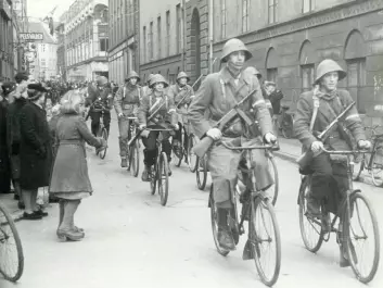 The Danish resistance celebrated liberation, on their bicycles. This photo was taken a day after liberation on May 6, 1945. (Photo: National Museum)