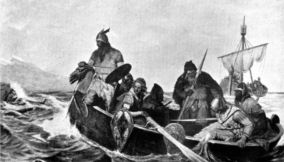 Ancient stereotypes of the far North as a barbaric and primitive place thrive together with more modern images of wealth and progress. (Painting: Norsemen Landing in Iceland, by Oscar Wergeland)
