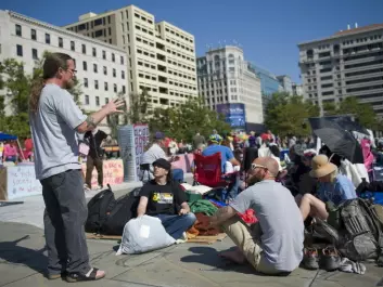 A discussion unfolds at Occupy DC in 2011. (Photo: EPA)