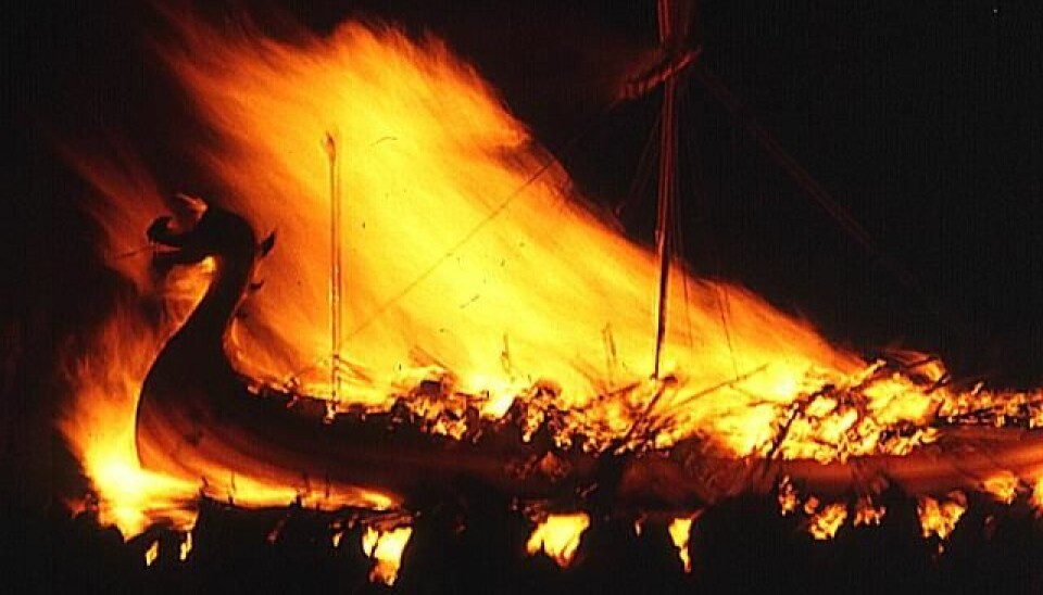 In ancient times, the size of a funeral pyre often reflected your social status. Some cremations were small, while others were more spectacular affairs, like this cremation on board a Viking ship. (Photo: Anne Burgess/Wikimedia)