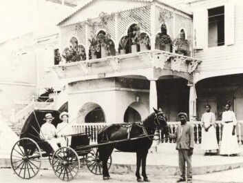 Doctor ZWergius with his wife outside their house in Frederiksted on the island of St. Croix in the Caribbean. Also pictured are their driver, Jo, and two maids, Lauretta and Elin. (Photo: Holger Knudsen, M/S Maritime Museum) Doctor ZWergius with his wife outside their house in Frederiksted on the island of St. Croix in the Caribbean. Also pictured are their driver, Jo, and two maids, Lauretta and Elin. (Photo: Holger Knudsen, M/S Maritime Museum)
