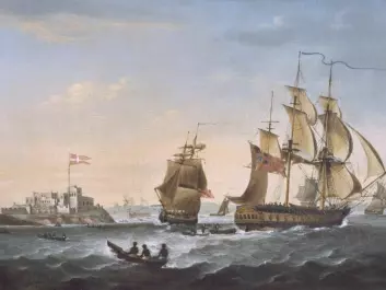 Christianborg Fort in Ghana, west Africa in the 1800s. Back then it was a Danish colony and the region was known as the Gold Coast. (Credit: M/S Maritime Museum. Painting by G. Webster)
