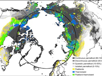 The yellow, blue and green shading show the various types of soils in the Arctic with a high potential for nitrous oxide emissions due to permafrost thaw. (Map. Voigt et al. 2017) The yellow, blue and green shading show the various types of soils in the Arctic with a high potential for nitrous oxide emissions due to permafrost thaw. (Map. Voigt et al. 2017)