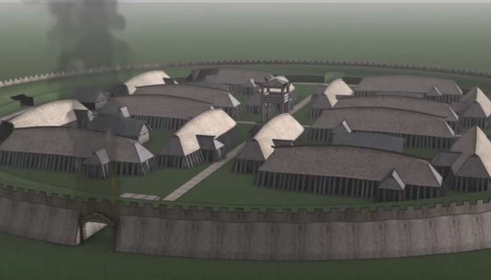 Someone brought ceramics through the gates at the Viking ring fortress “Borgring” after it had burnt down. The discovery reveals an afterlife at the fortress that archaeologists had not previously considered. (Photo: Screenshot from video by Archaeological IT Aarhus University)