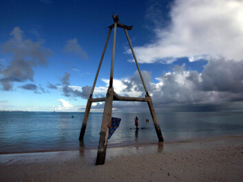 This wood tower on Bikeman islet, in the central Pacific island nation of Kiribati, used to be on the sand. Now it’s in the water. Further out, locals fish. (Photo: David Gray/Reuters) This wood tower on Bikeman islet, in the central Pacific island nation of Kiribati, used to be on the sand. Now it’s in the water. Further out, locals fish. (Photo: David Gray/Reuters)