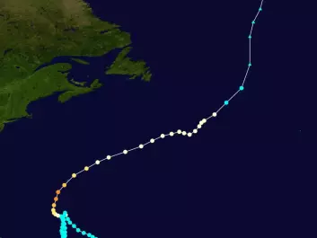 Storm track of Hurricane Nicole in 2016. Credit: Created by <a href="https://commons.wikimedia.org/w/index.php?curid=52204945" target="_blank">Cyclonebiskit</a> using WikiProject Tropical cyclones/Tracks. Background image is from NASA. Tracking data from the National Hurricane Center’s running best track.