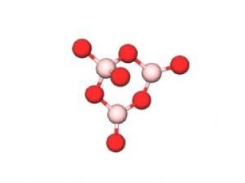 Examples of SiO2 and B2O3-based glass structures. Each Si-atom is connected to four O-atoms while B-atoms can appear in three or four-coordinated states. (Illustration: Kacper Januchta) Examples of SiO2 and B2O3-based glass structures. Each Si-atom is connected to four O-atoms while B-atoms can appear in three or four-coordinated states. (Illustration: Kacper Januchta)