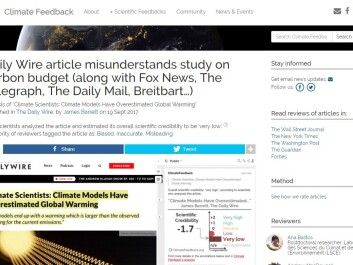 Some media coverage was judged as having “very low” scientific accuracy by fact checking website climatefeedback.org, where scientists “peer review” climate journalism. (Photo: Screen capture) Some media coverage was judged as having “very low” scientific accuracy by fact checking website climatefeedback.org, where scientists “peer review” climate journalism. (Photo: Screen capture)