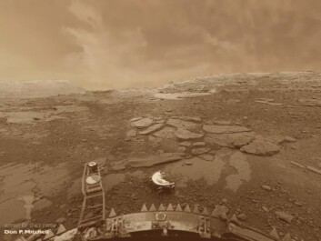 The first photograph of Venus' sulphuric acid surface and atmosphere, taken on the 22nd October 1975 by a Russian space probe. (Photo: Venera-9 lander, Russian Space Agency) The first photograph of Venus' sulphuric acid surface and atmosphere, taken on the 22nd October 1975 by a Russian space probe. (Photo: Venera-9 lander, Russian Space Agency)