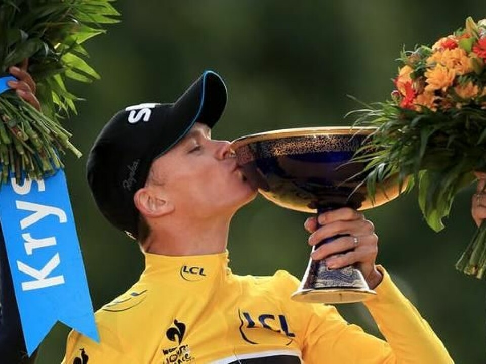 British cyclist Chris Froome celebrates winning the Tour de France in 2015. (Photo: PA, CC BY-SA)